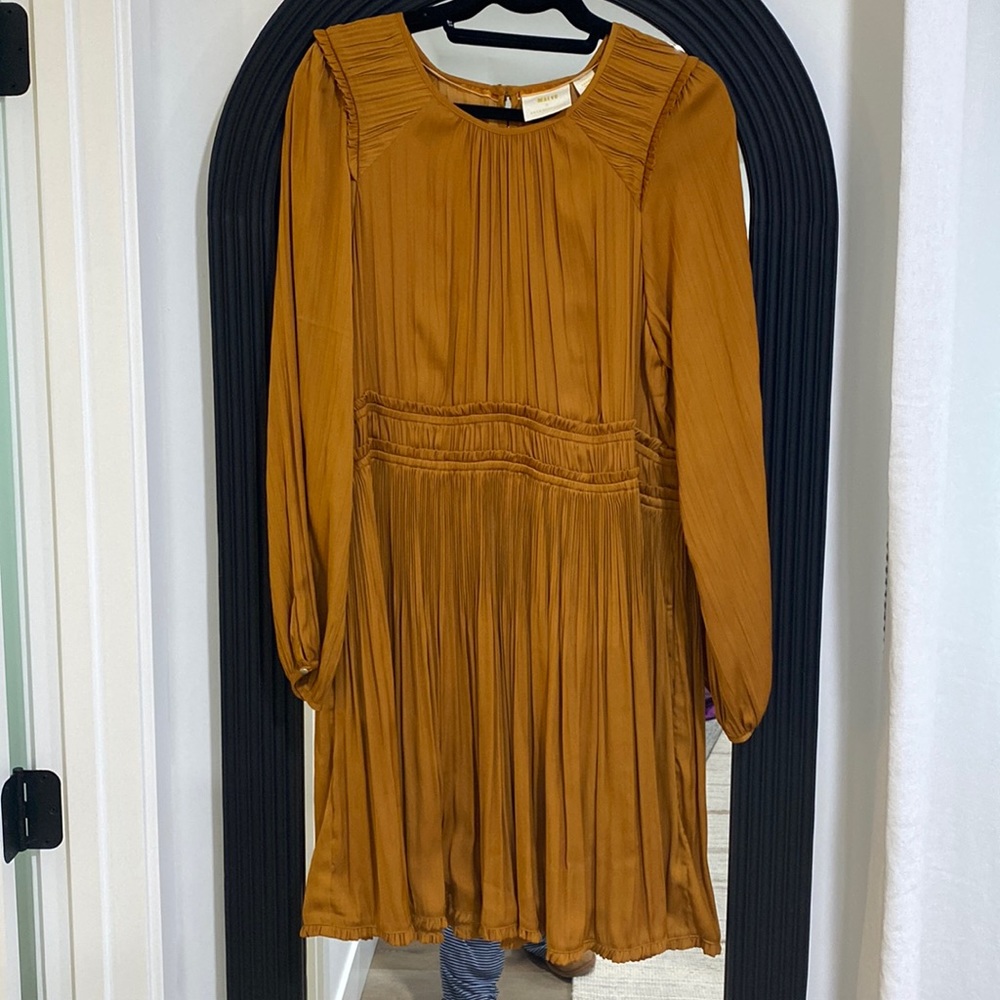 Long sleeve Gold dress Maeve by Anthropologie